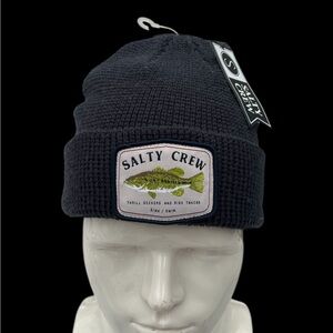 New With Tags Largemouth Bass Salty Crew Navy Blue Toque Winter Hat Beanie